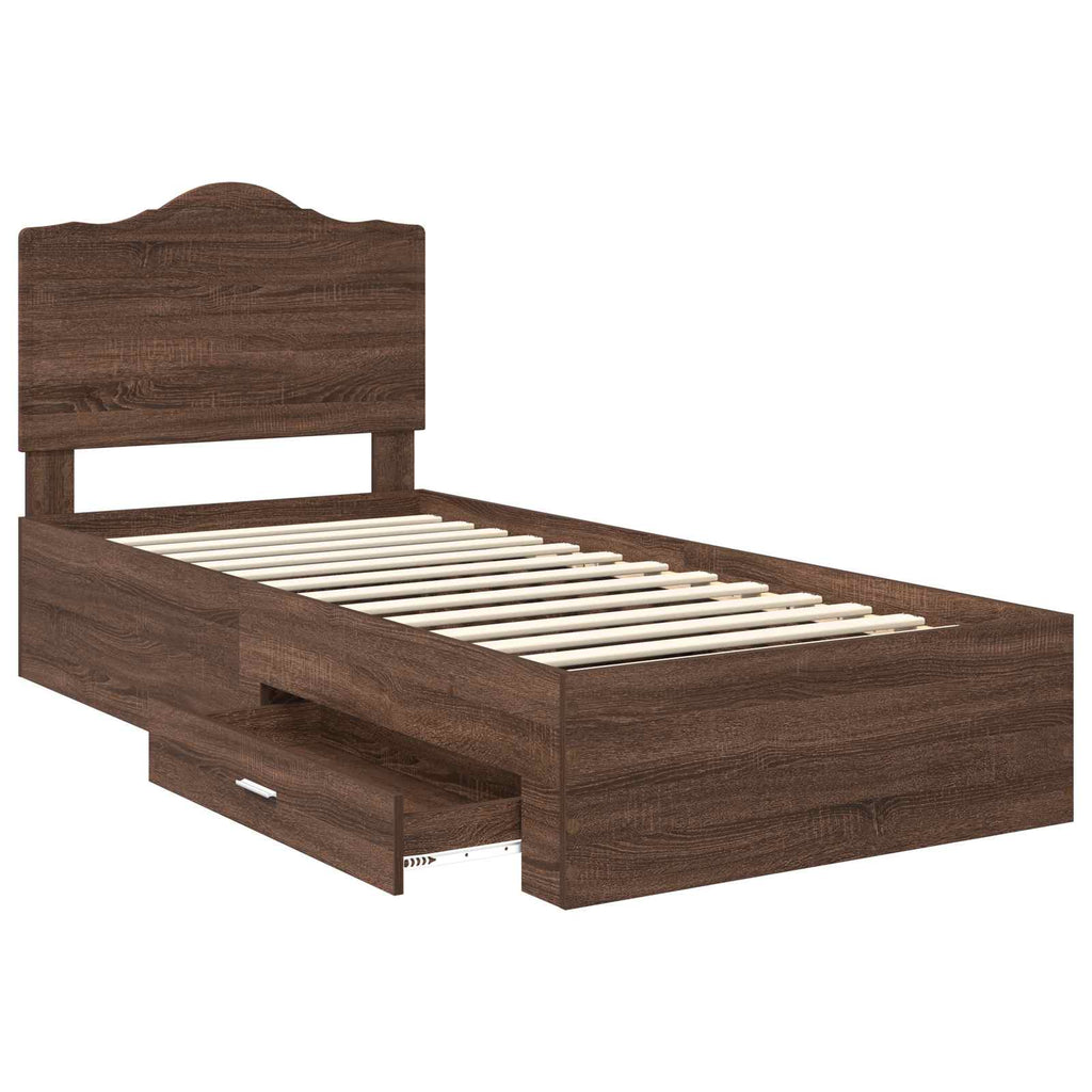 vidaXL Ramka łóżka Brązowy dąb 70 x 190 cm Materiał drewnopochodny