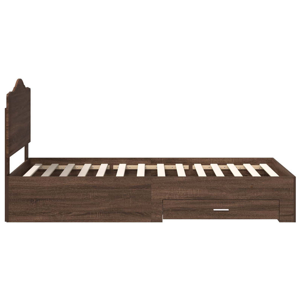 vidaXL Ramka łóżka Brązowy dąb 70 x 190 cm Materiał drewnopochodny