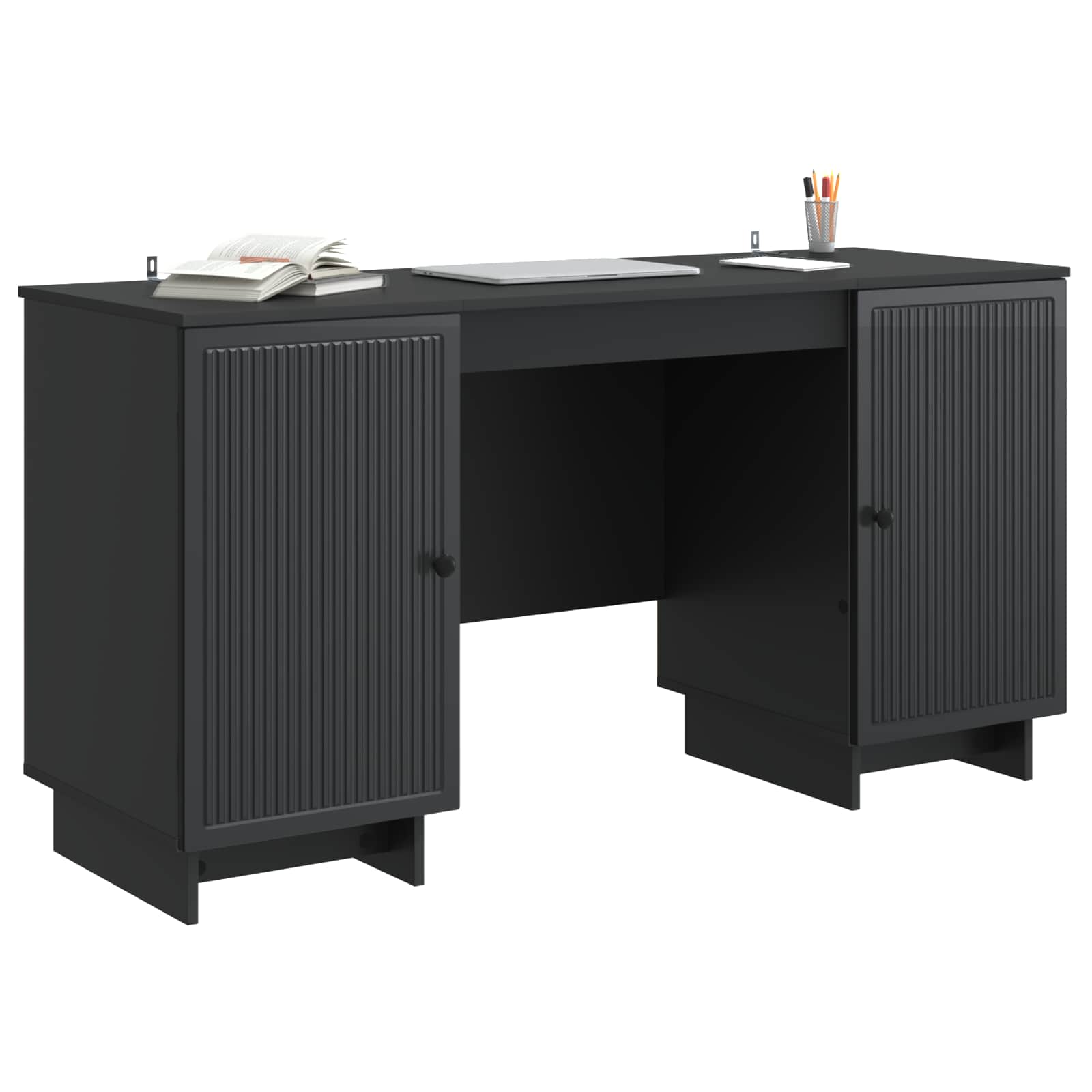 vidaXL Biurko Czarny Drewno inżynieryjne 142,5 x 50 x 75 cm
