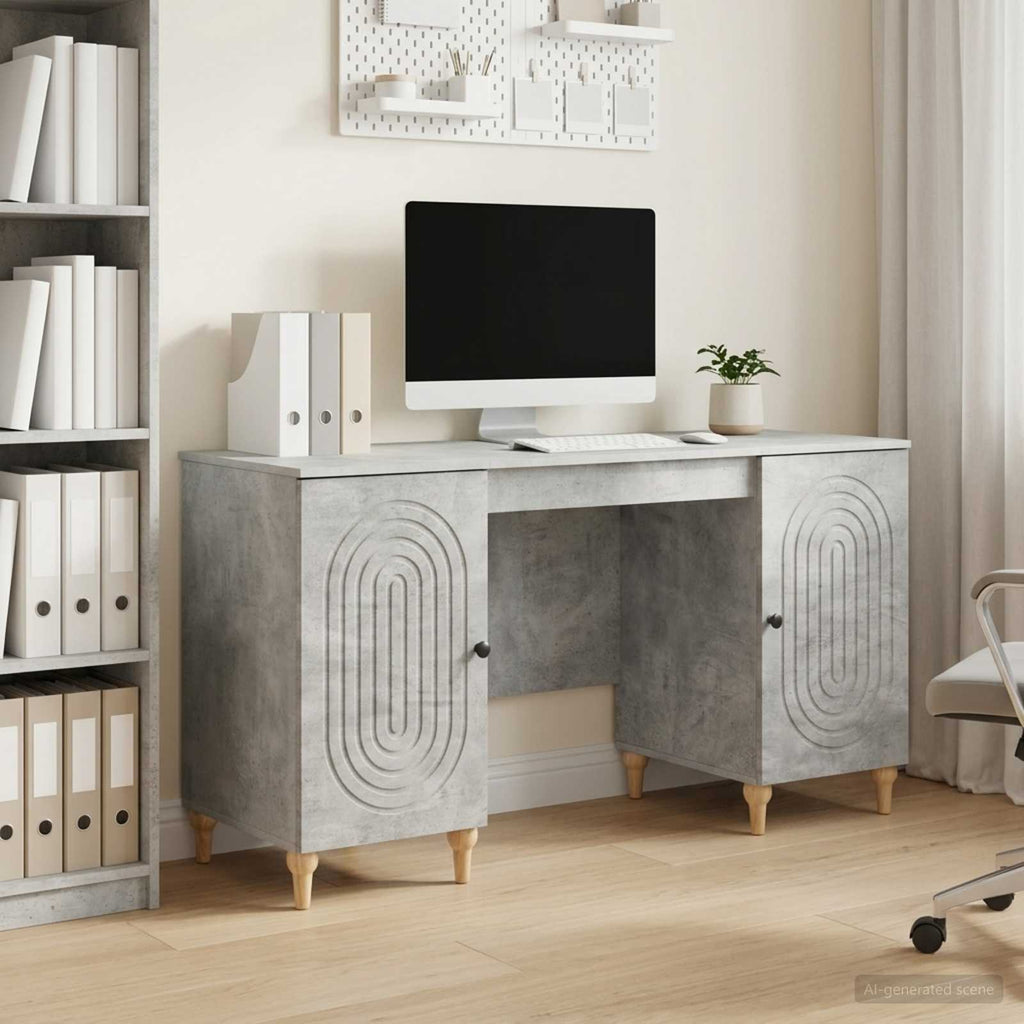 vidaXL Biurko Betonowy szary 142,5 x 50 x 75 cm Drewno inżynieryjne