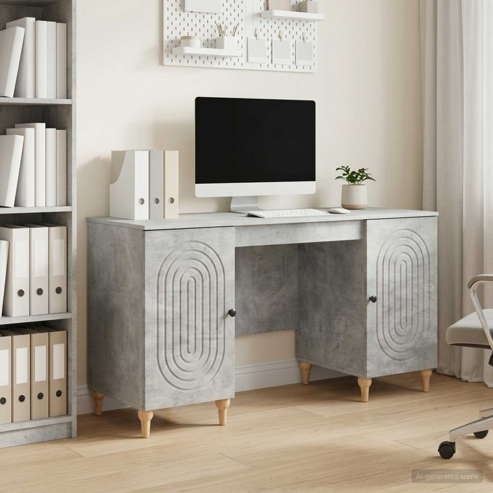 vidaXL Biurko Betonowy szary 142,5 x 50 x 75 cm Drewno inżynieryjne