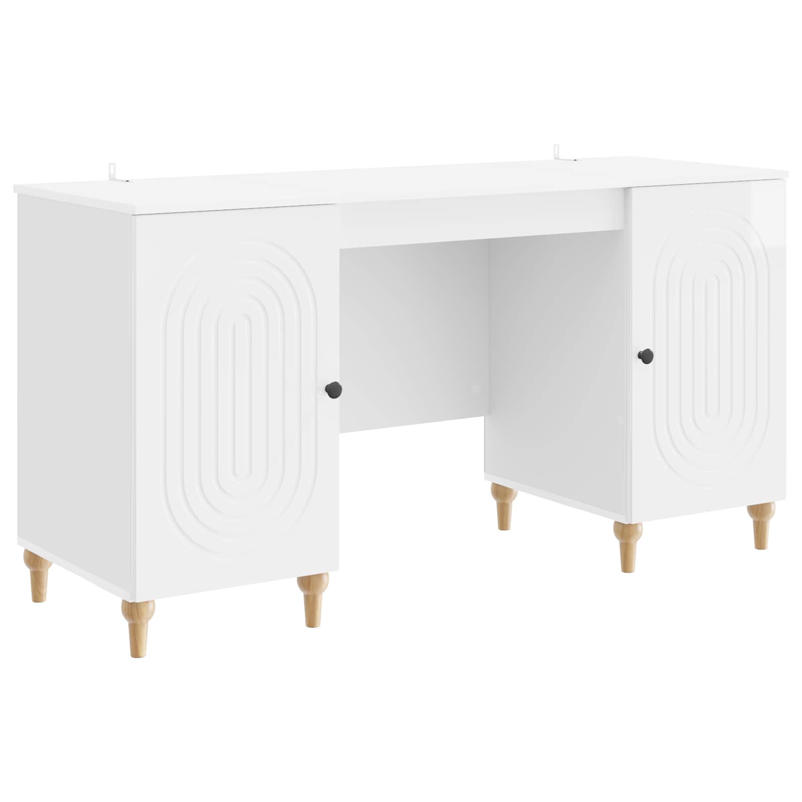vidaXL Biurko Błyszcząca biel 142,5 x 50 x 75 cm Drewno inżynieryjne