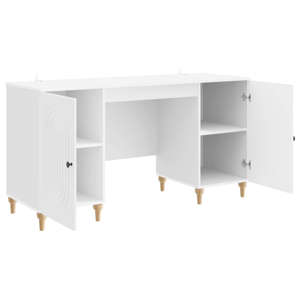 vidaXL Biurko Błyszcząca biel 142,5 x 50 x 75 cm Drewno inżynieryjne
