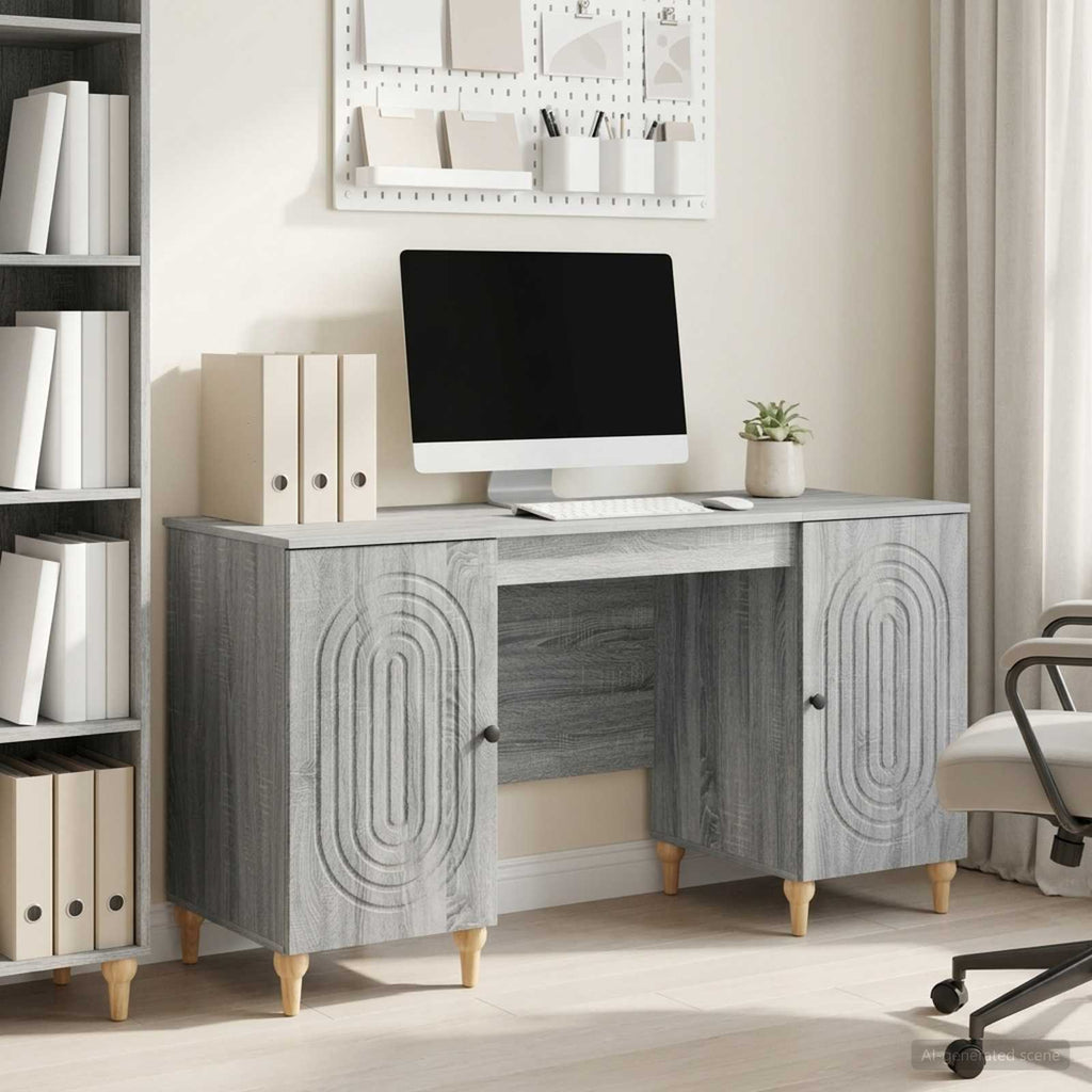 vidaXL Biurko Szary Sonoma 142,5 x 50 x 75 cm Drewno inżynieryjne