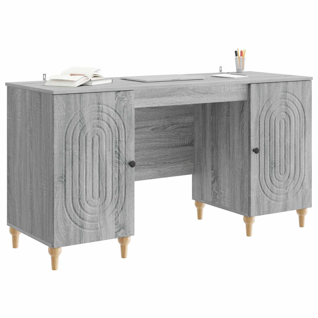 vidaXL Biurko Szary Sonoma 142,5 x 50 x 75 cm Drewno inżynieryjne