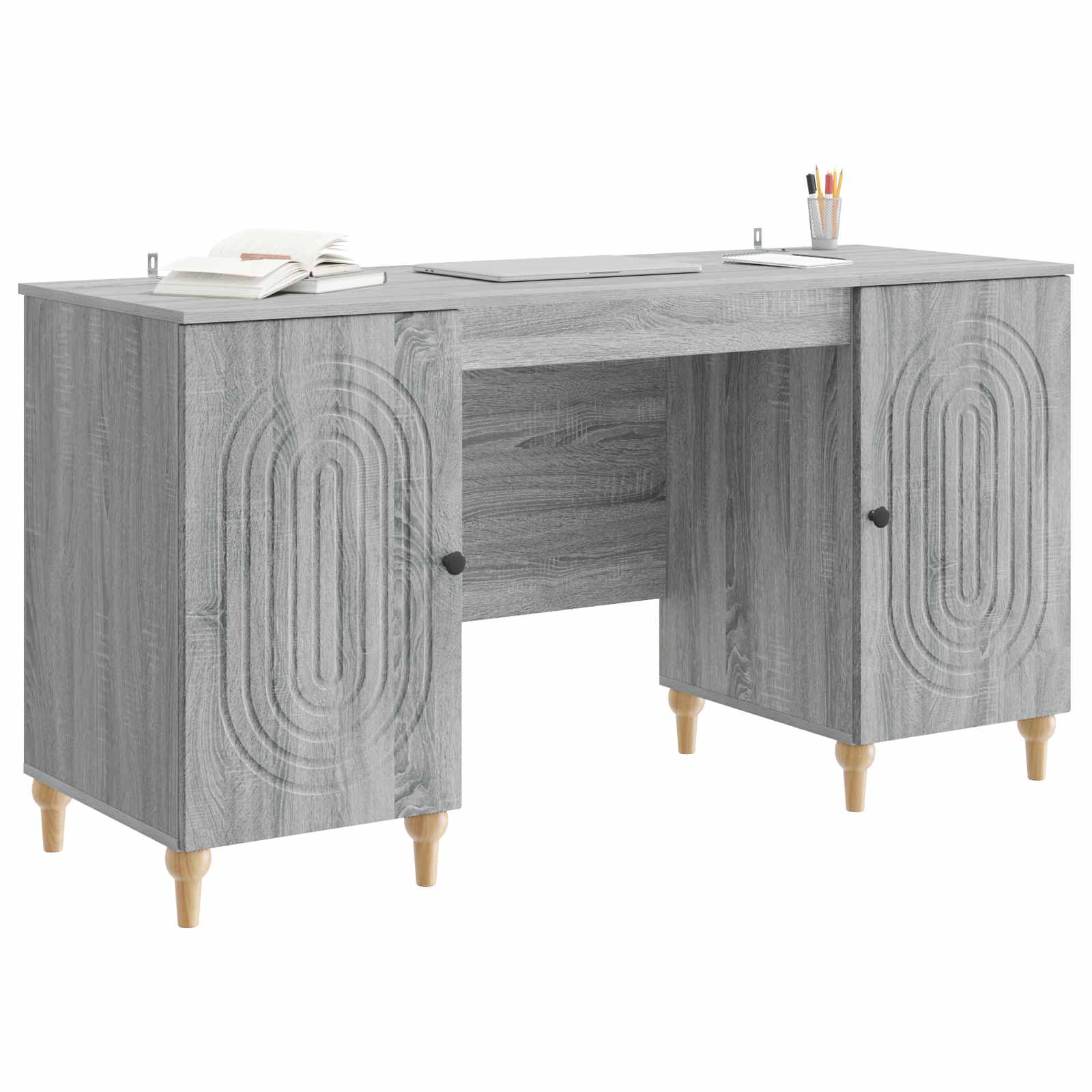 vidaXL Biurko Szary Sonoma 142,5 x 50 x 75 cm Drewno inżynieryjne