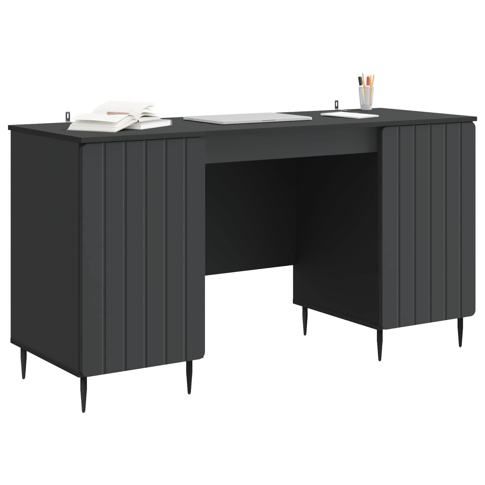 vidaXL Biurko z półką Czarny 142,5 x 50 x 75 cm Drewno inżynieryjne