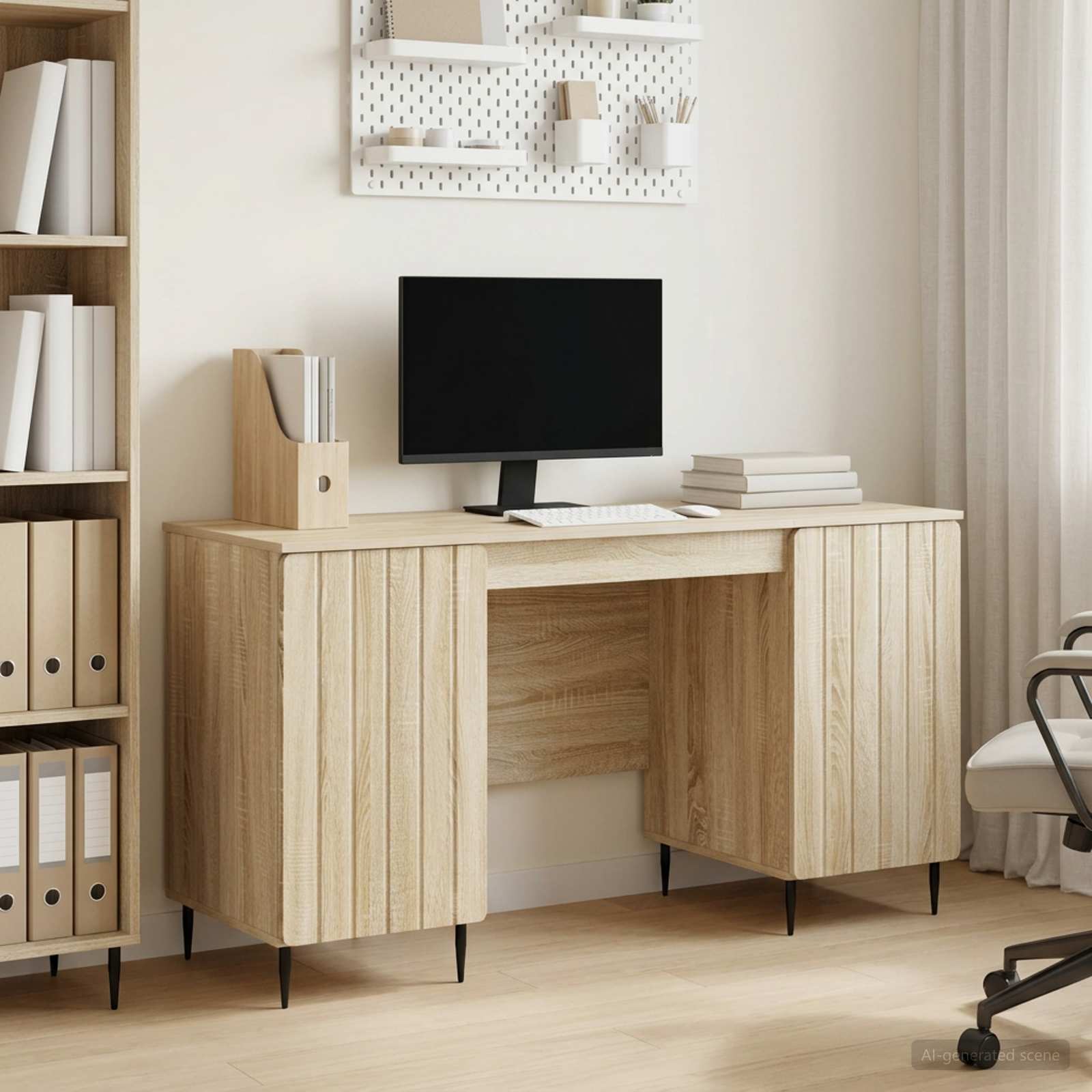 vidaXL Biurko dąb Sonoma 142,5 x 50 x 75 cm Drewno inżynieryjne