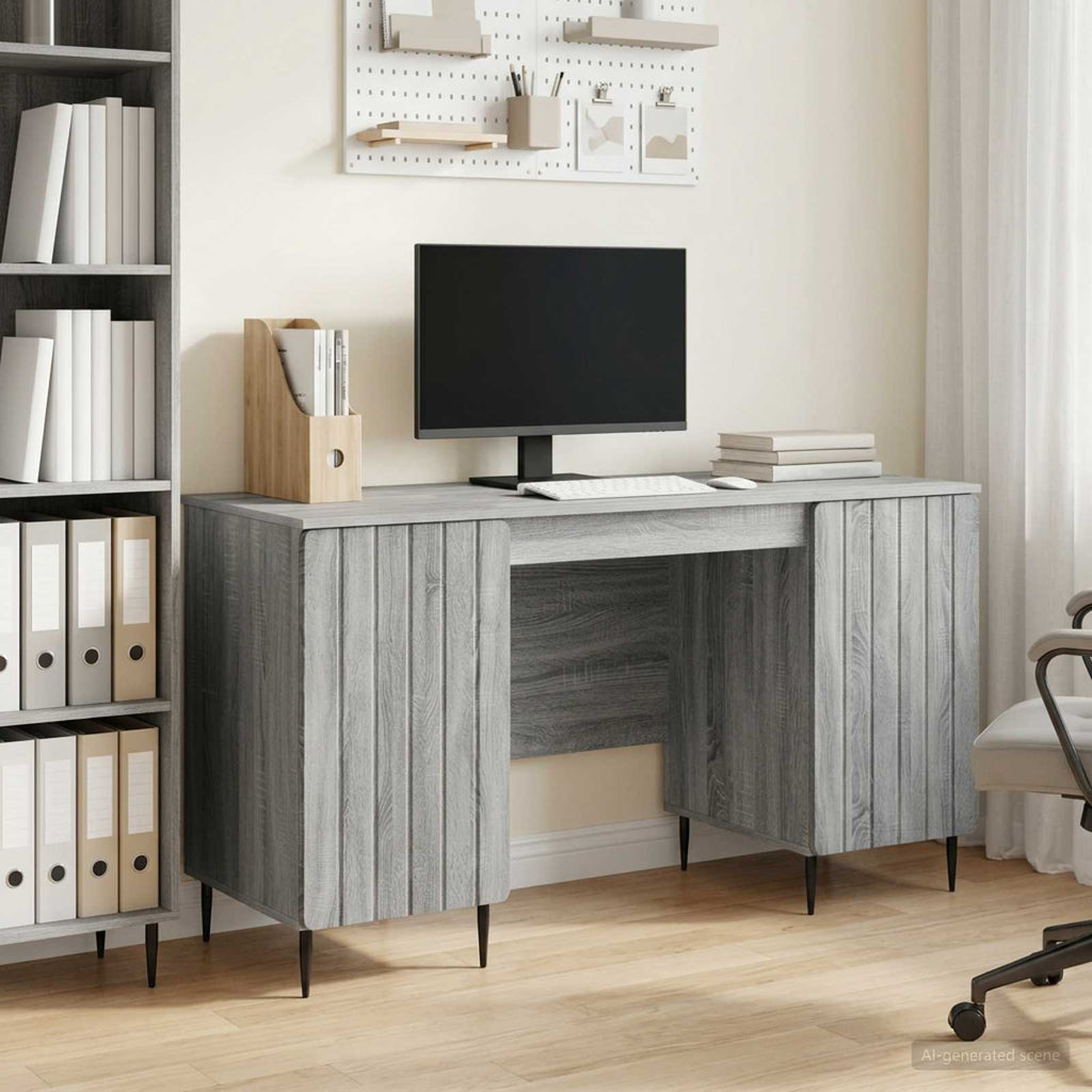 vidaXL Biurko Szary Sonoma 142,5 x 50 x 75 cm Drewno inżynieryjne