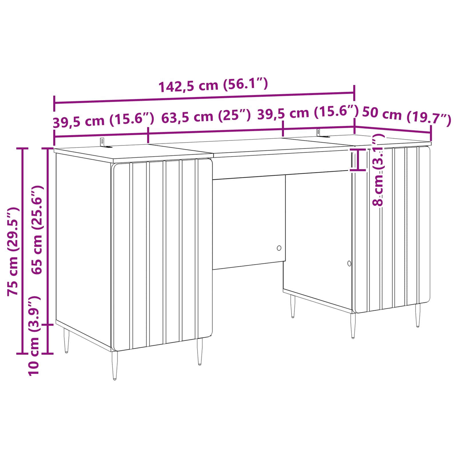 vidaXL Biurko Stare drewno 142,5 x 50 x 75 cm Drewno inżynieryjne
