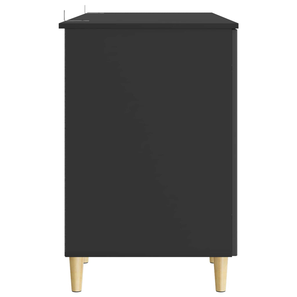 vidaXL Biurko z półką Czarny 142,5 x 50 x 75 cm Drewno inżynieryjne