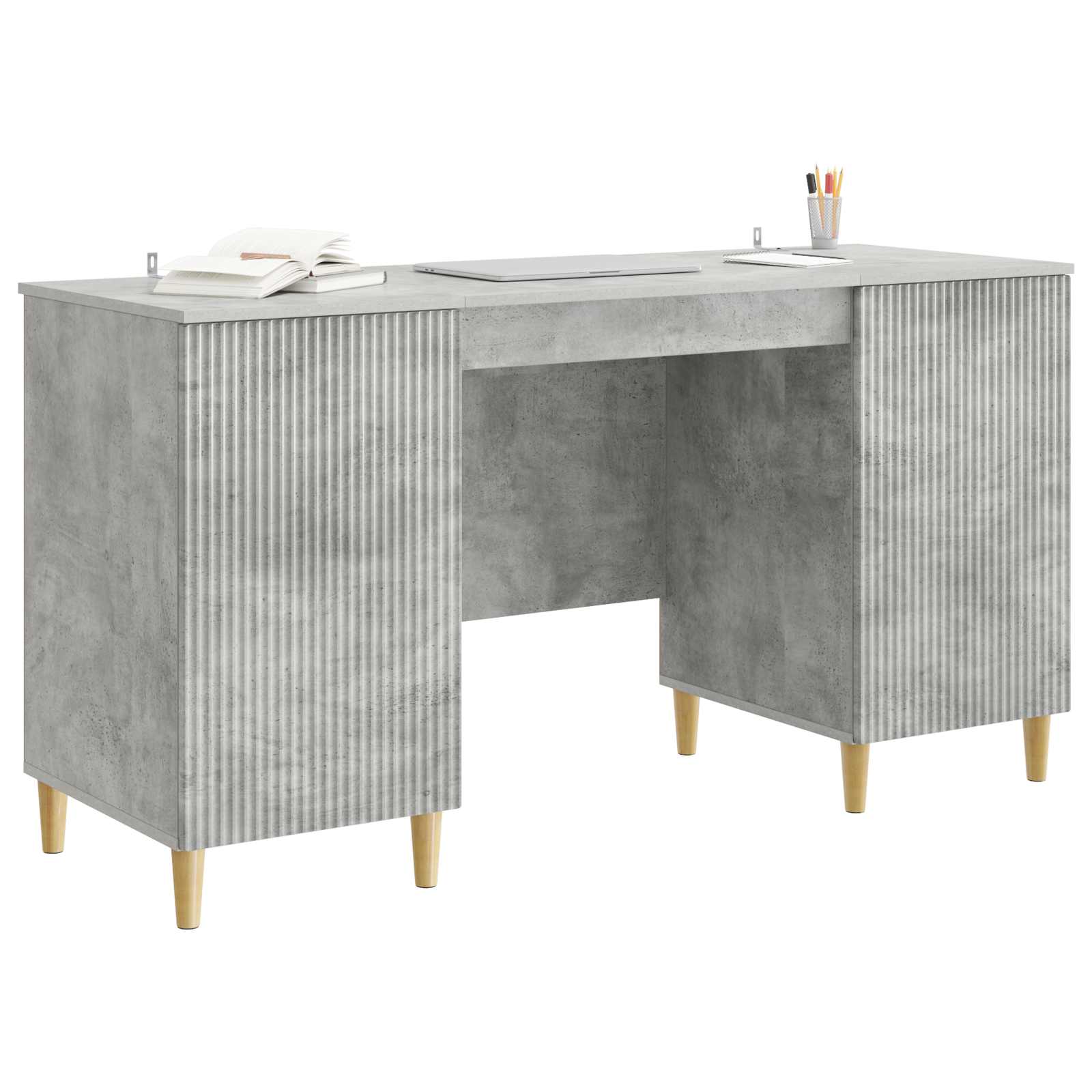 vidaXL Biurko Betonowy szary 142,5 x 50 x 75 cm Drewno inżynieryjne