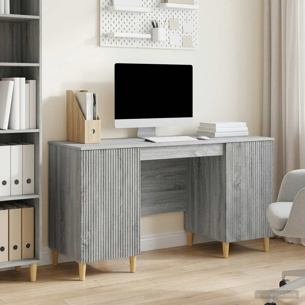 vidaXL Biurko Szary Sonoma 142,5 x 50 x 75 cm Drewno inżynieryjne