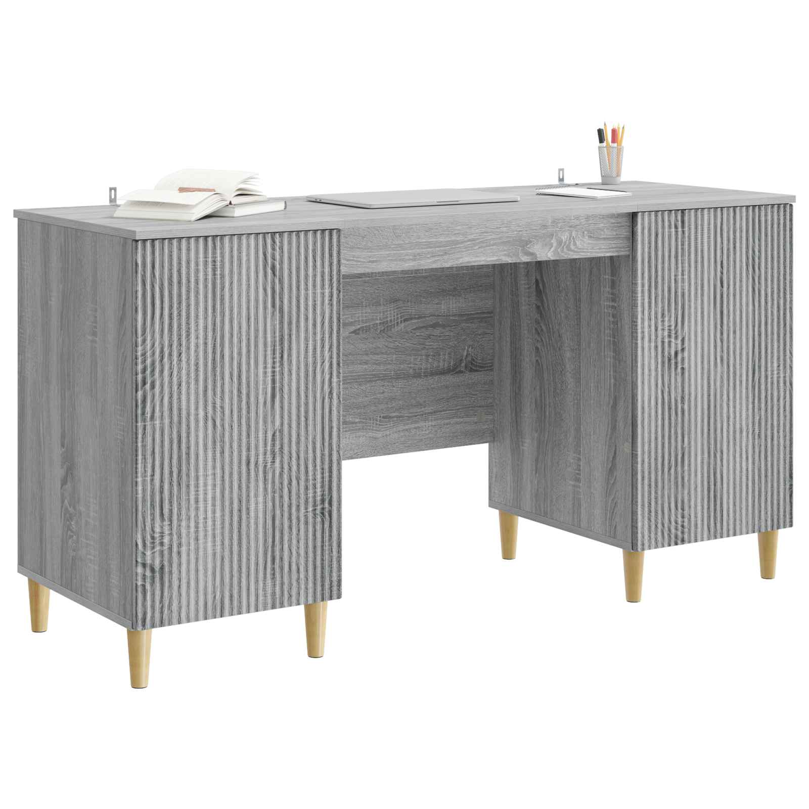 vidaXL Biurko Szary Sonoma 142,5 x 50 x 75 cm Drewno inżynieryjne