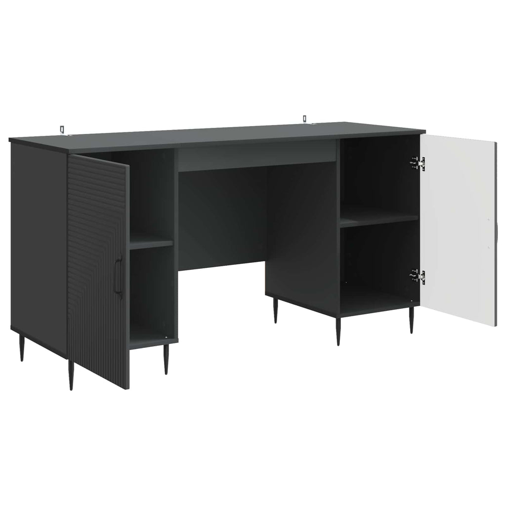 vidaXL Biurko z półką Czarny 142,5 x 50 x 75 cm Drewno inżynieryjne