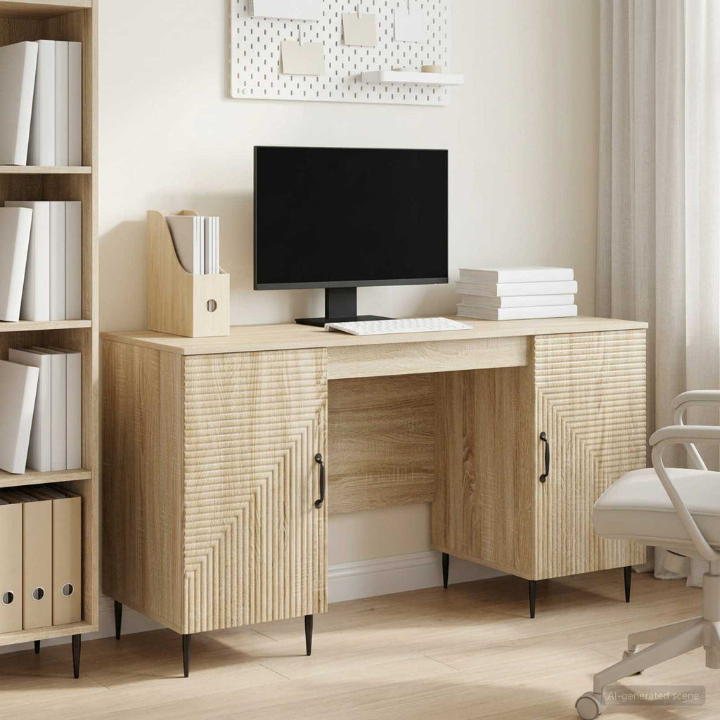 vidaXL Biurko dąb Sonoma 142,5 x 50 x 75 cm Drewno inżynieryjne