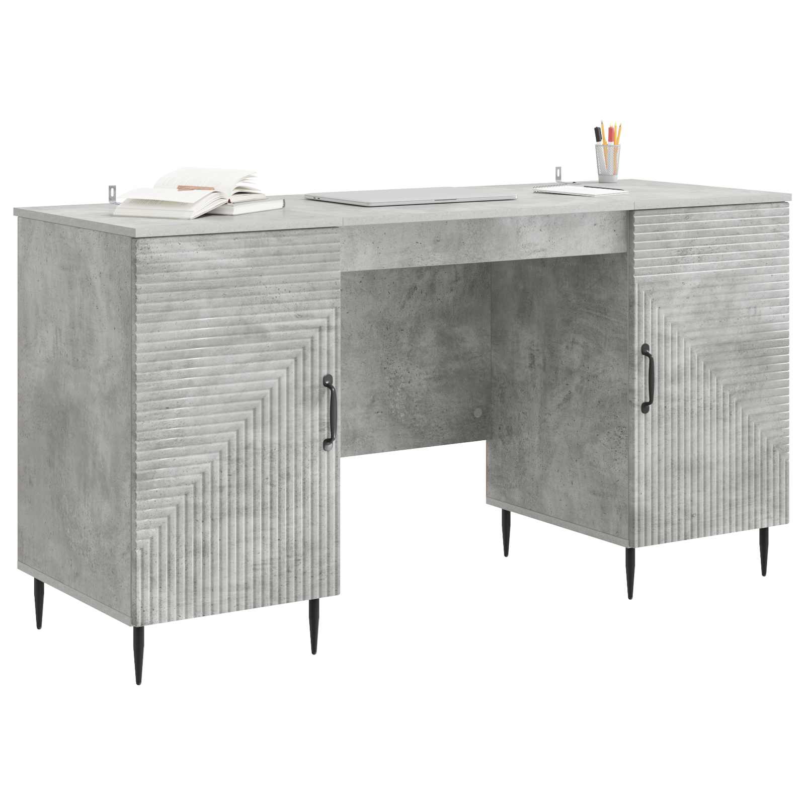 vidaXL Biurko Betonowy szary 142,5 x 50 x 75 cm Drewno inżynieryjne