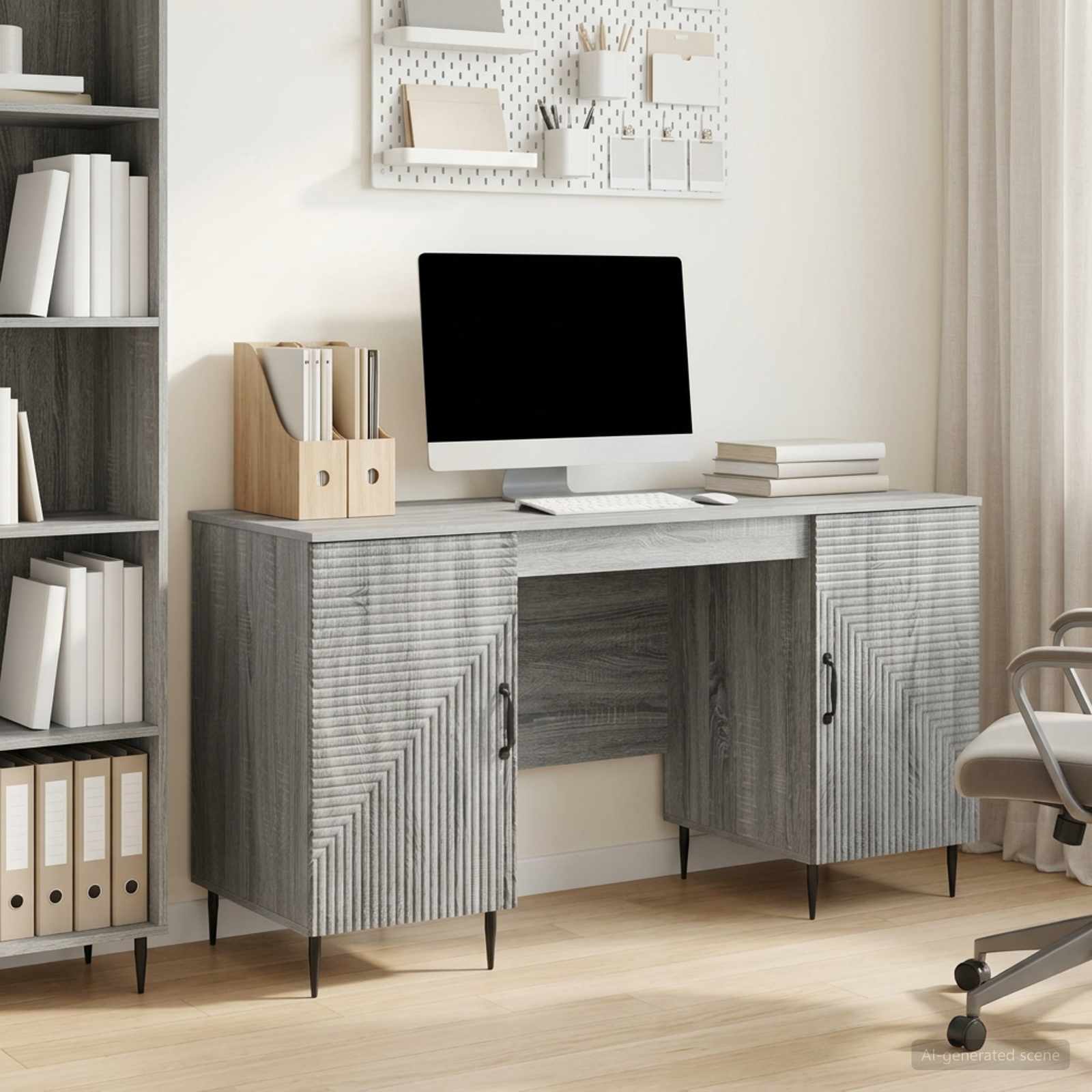 vidaXL Biurko Szary Sonoma 142,5 x 50 x 75 cm Drewno inżynieryjne