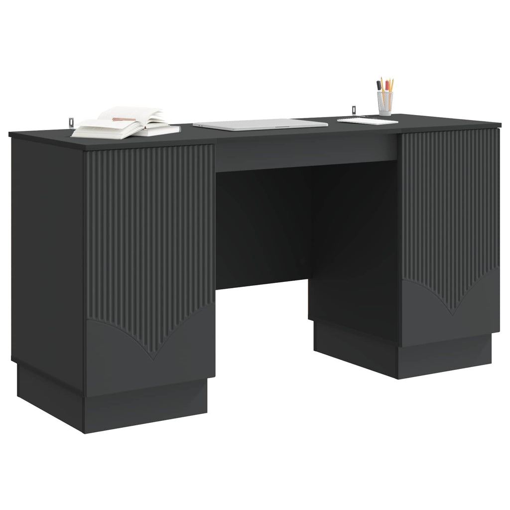 vidaXL Biurko z półką Czarny 142,5 x 50 x 75 cm Drewno inżynieryjne