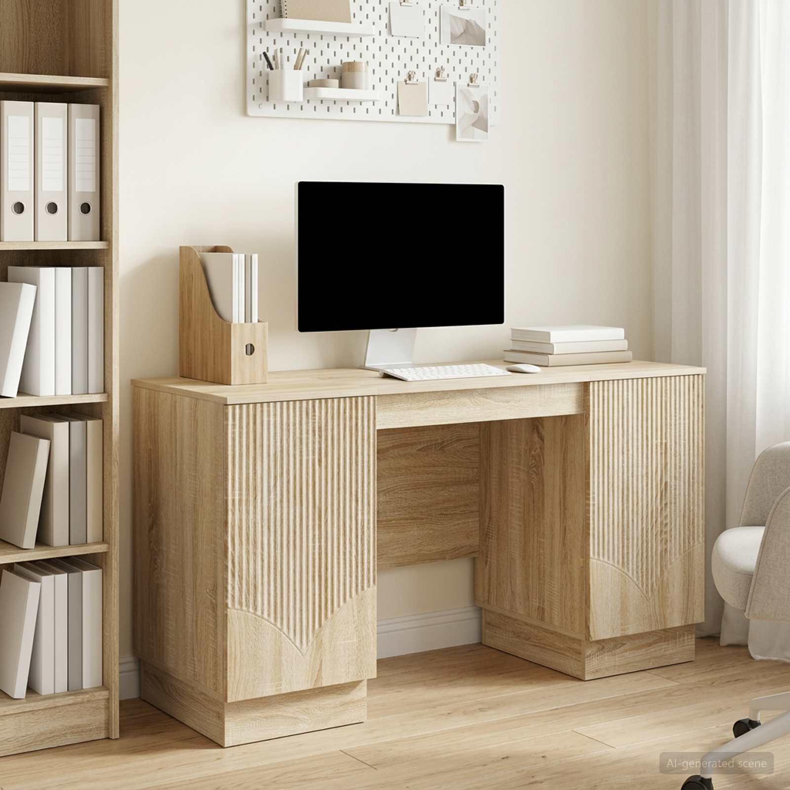 vidaXL Biurko dąb Sonoma 142,5 x 50 x 75 cm Drewno inżynieryjne