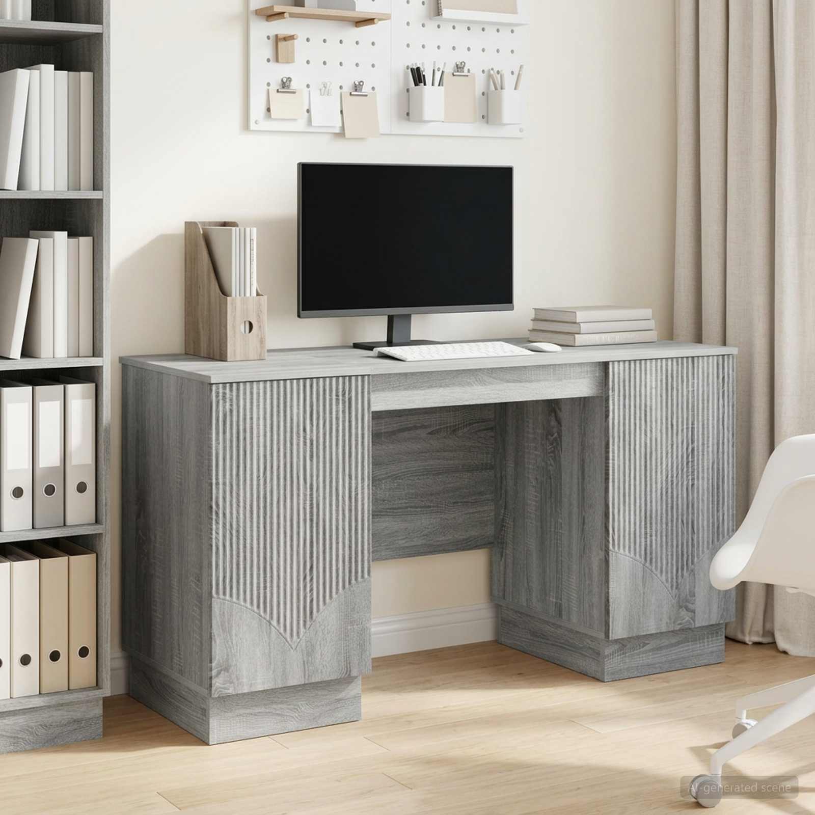 vidaXL Biurko Szary Sonoma 142,5 x 50 x 75 cm Drewno inżynieryjne