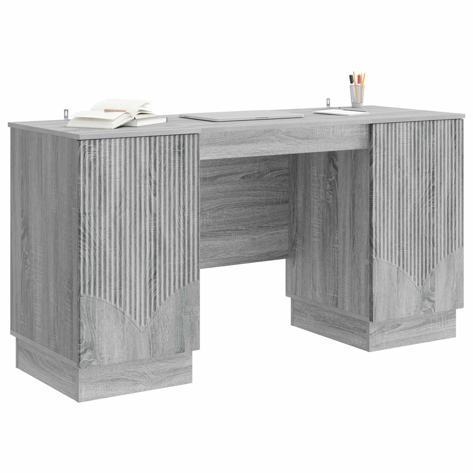 vidaXL Biurko Szary Sonoma 142,5 x 50 x 75 cm Drewno inżynieryjne