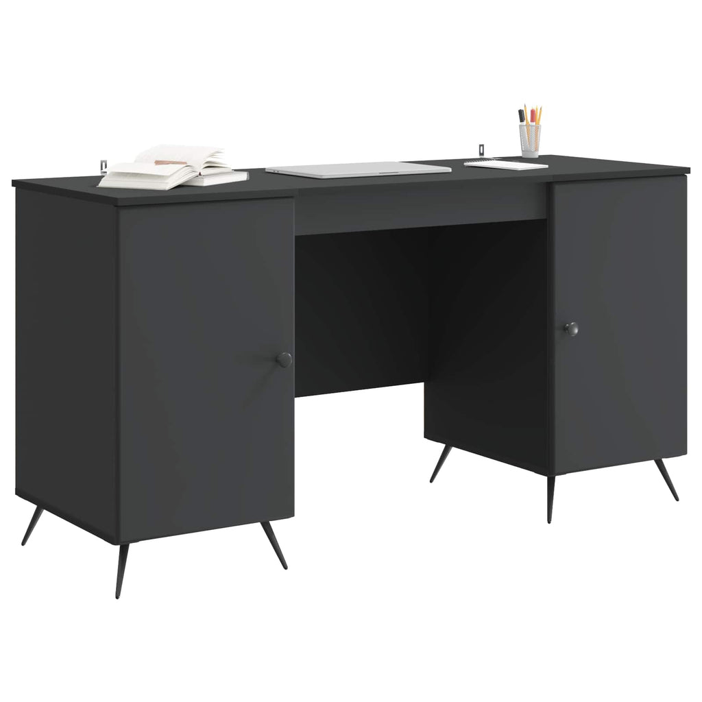 vidaXL Biurko z półką Czarny 142,5 x 50 x 75 cm Drewno inżynieryjne