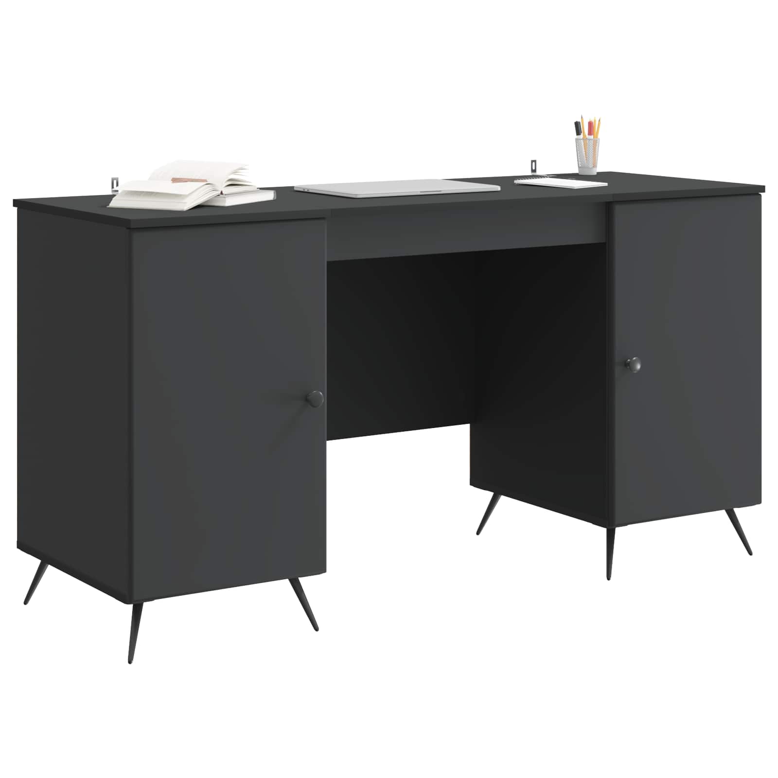 vidaXL Biurko z półką Czarny 142,5 x 50 x 75 cm Drewno inżynieryjne