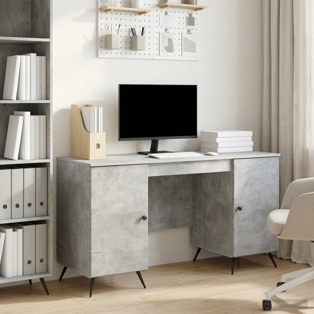 vidaXL Biurko Betonowy szary 142,5 x 50 x 75 cm Drewno inżynieryjne
