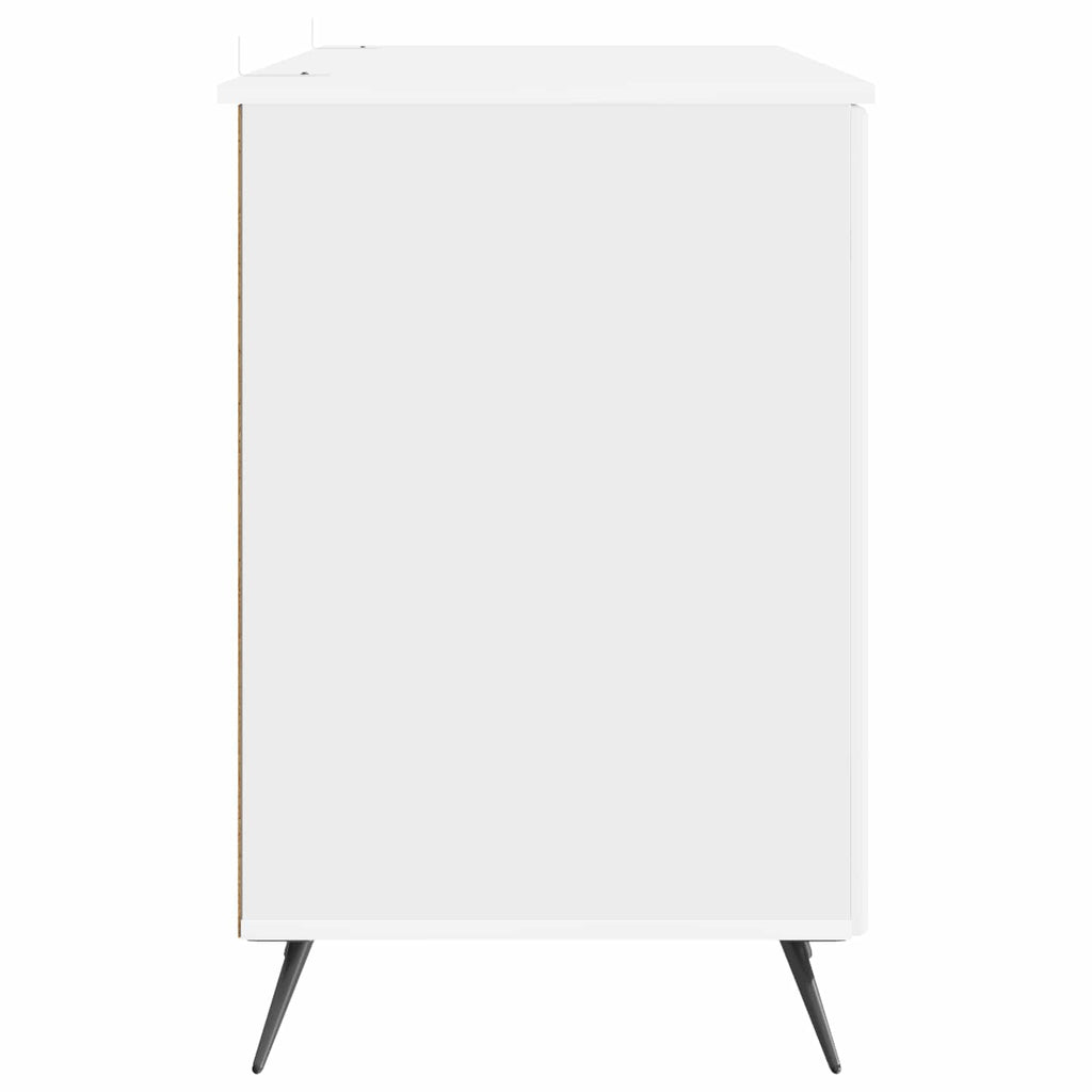 vidaXL Biurko z półką Biały wysoki połysk 142,5 x 50 x 75 cm