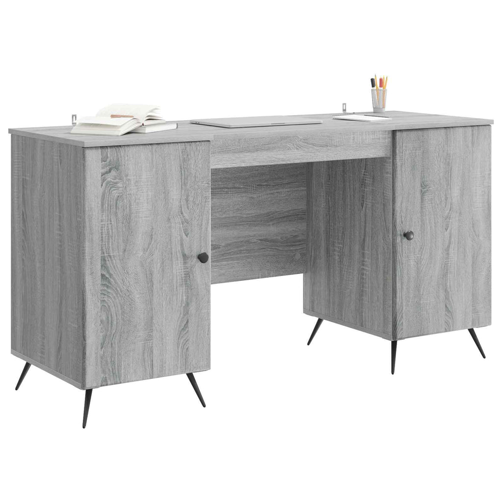 vidaXL Biurko Szary Sonoma 142,5 x 50 x 75 cm Drewno inżynieryjne