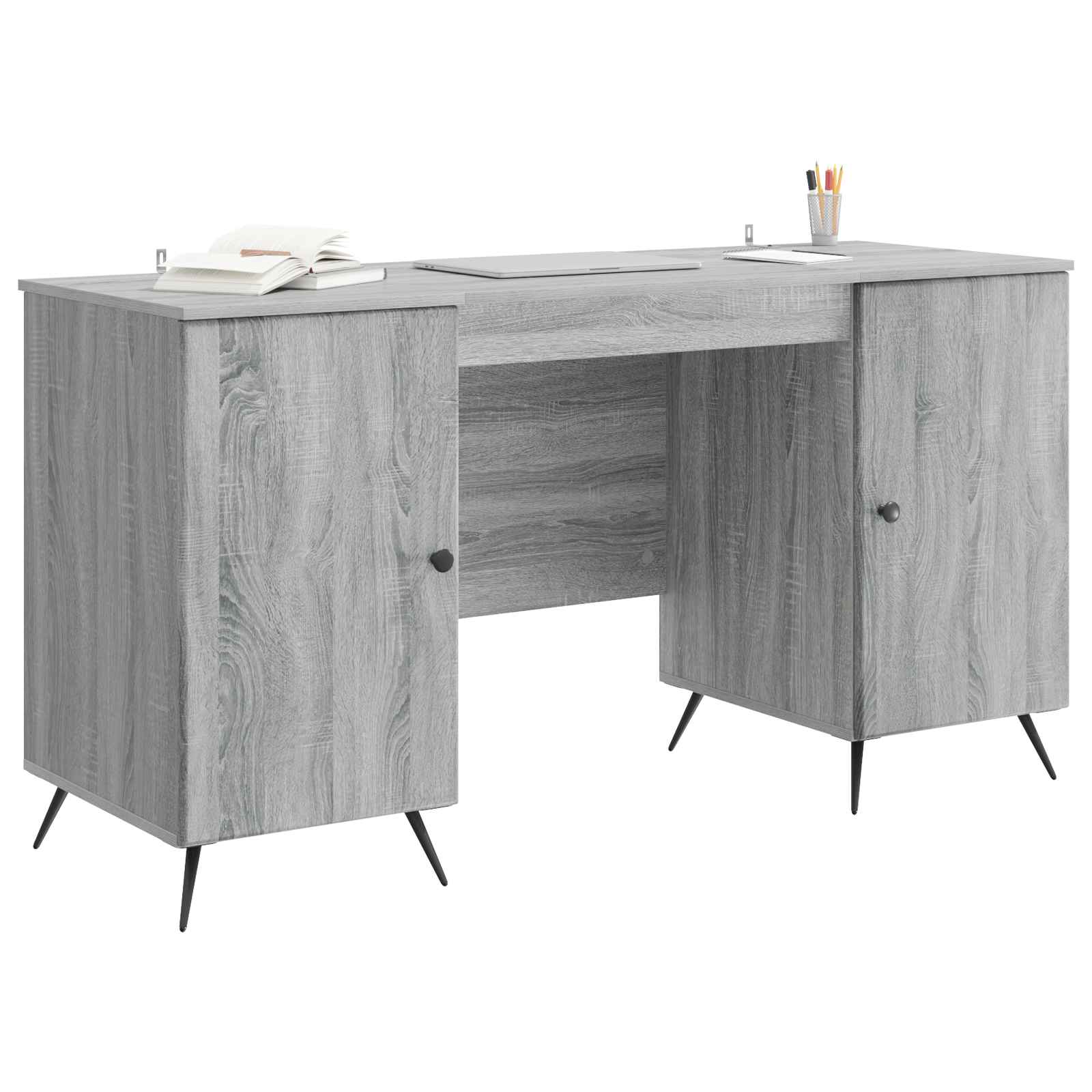 vidaXL Biurko Szary Sonoma 142,5 x 50 x 75 cm Drewno inżynieryjne