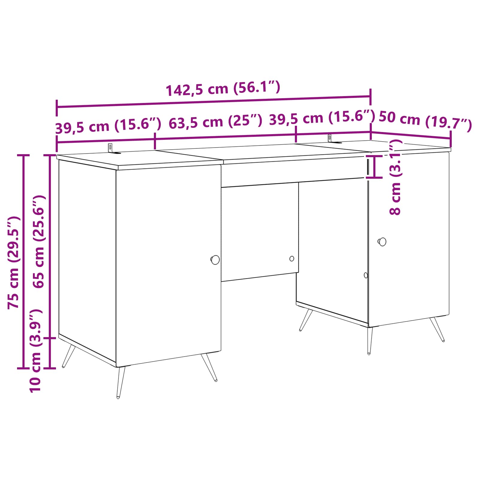 vidaXL Biurko Stare drewno 142,5 x 50 x 75 cm Drewno inżynieryjne