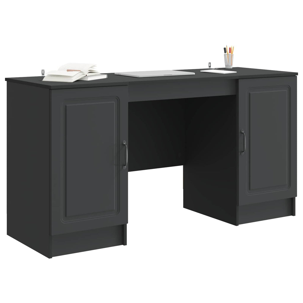 vidaXL Biurko z półką Czarny 142,5 x 50 x 75 cm Drewno inżynieryjne