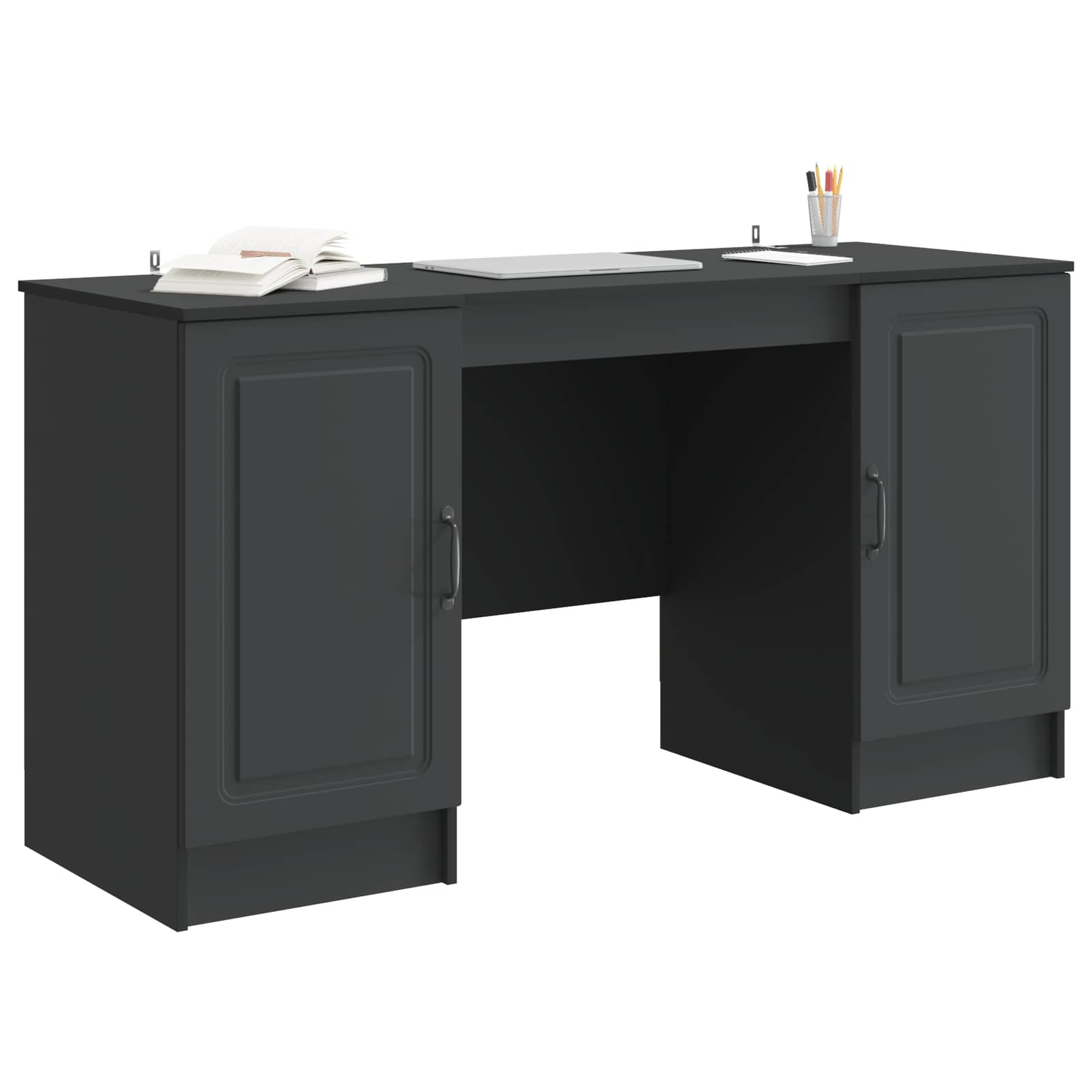vidaXL Biurko z półką Czarny 142,5 x 50 x 75 cm Drewno inżynieryjne