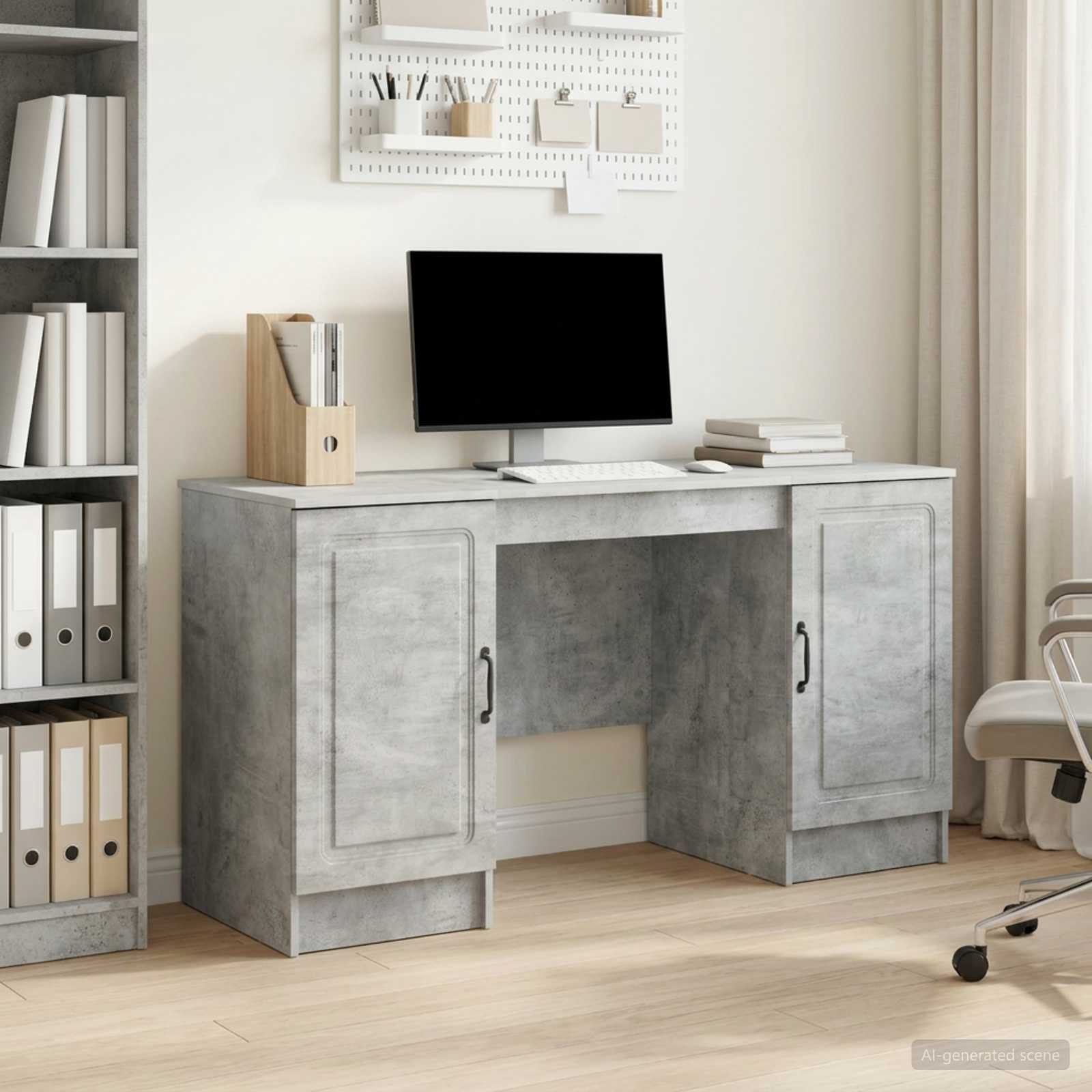 vidaXL Biurko Betonowy szary 142,5 x 50 x 75 cm Drewno inżynieryjne