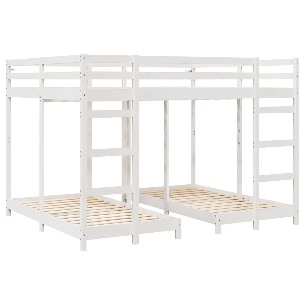 vidaXL Rama łóżka piętrowego z trzema poziomami Biały 160 x 200 cm