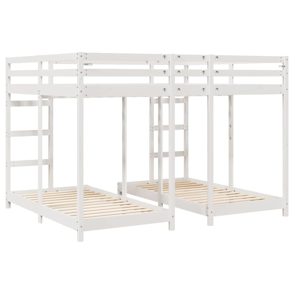 vidaXL Rama łóżka piętrowego z trzema poziomami Biały 160 x 200 cm