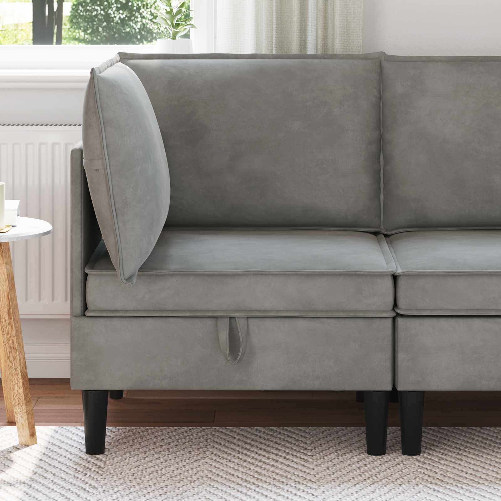 vidaXL Sofa z miejscem do przechowywania jasnoszary Welur