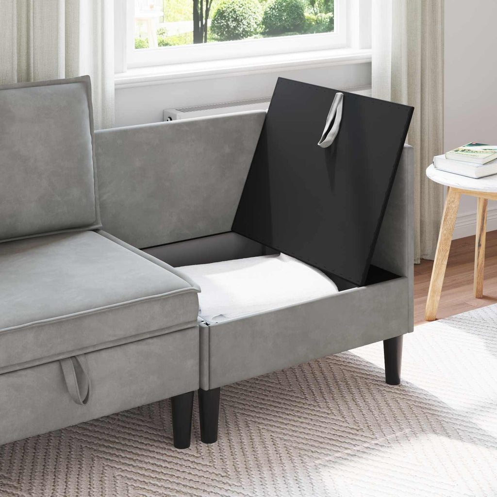 vidaXL Sofa z miejscem do przechowywania jasnoszary Welur