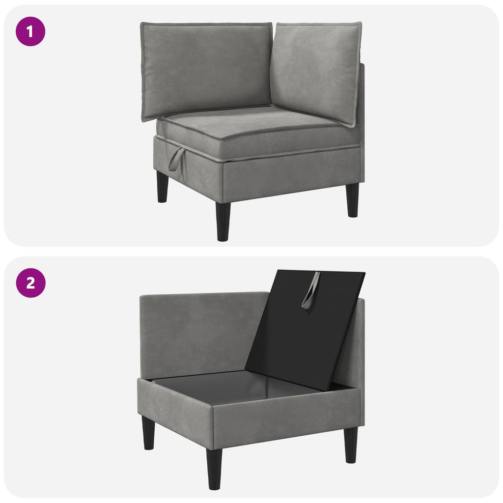 vidaXL Sofa z miejscem do przechowywania jasnoszary Welur