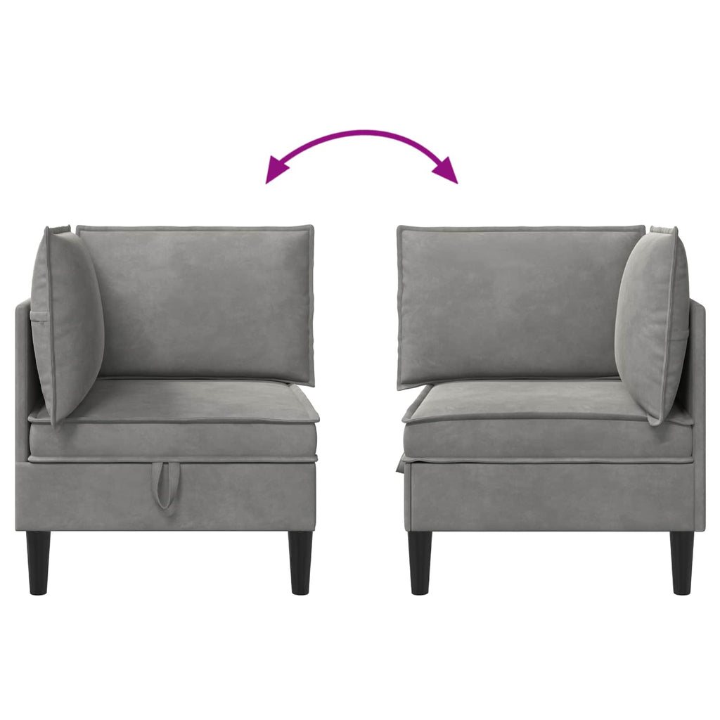 vidaXL Sofa z miejscem do przechowywania jasnoszary Welur