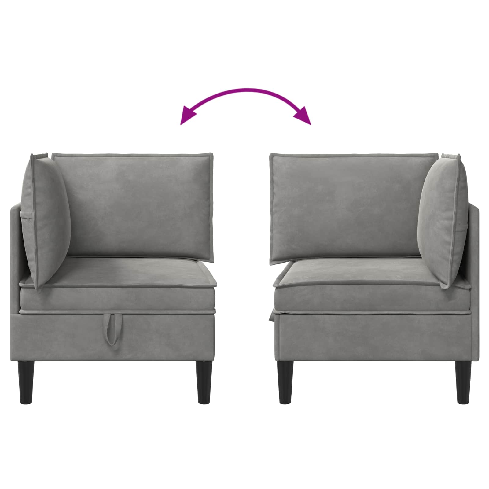 vidaXL Sofa z miejscem do przechowywania jasnoszary Welur