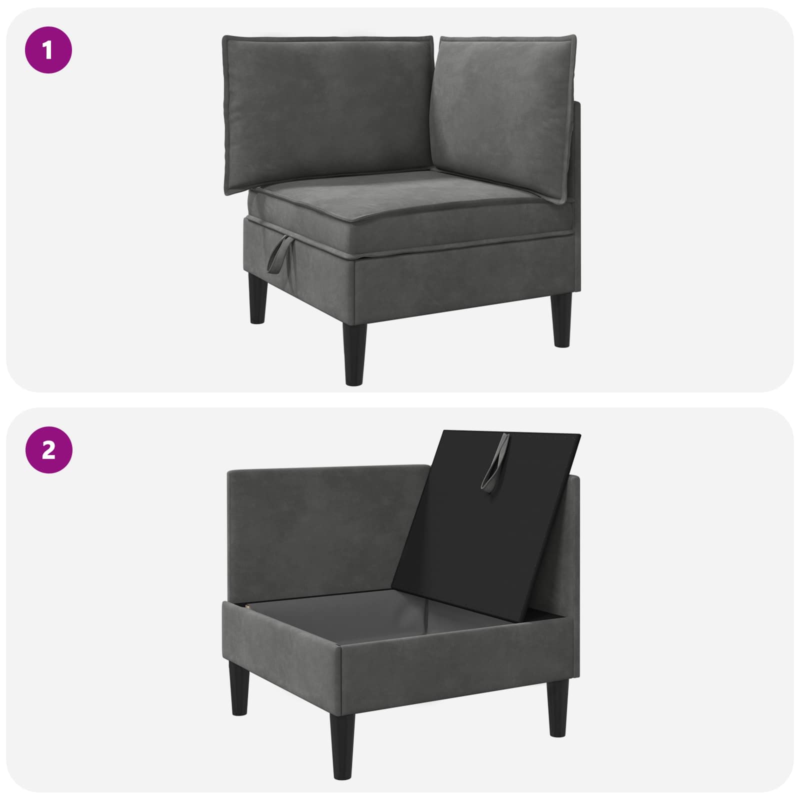 vidaXL Sofa z miejscem do przechowywania ciemnoszary Welur