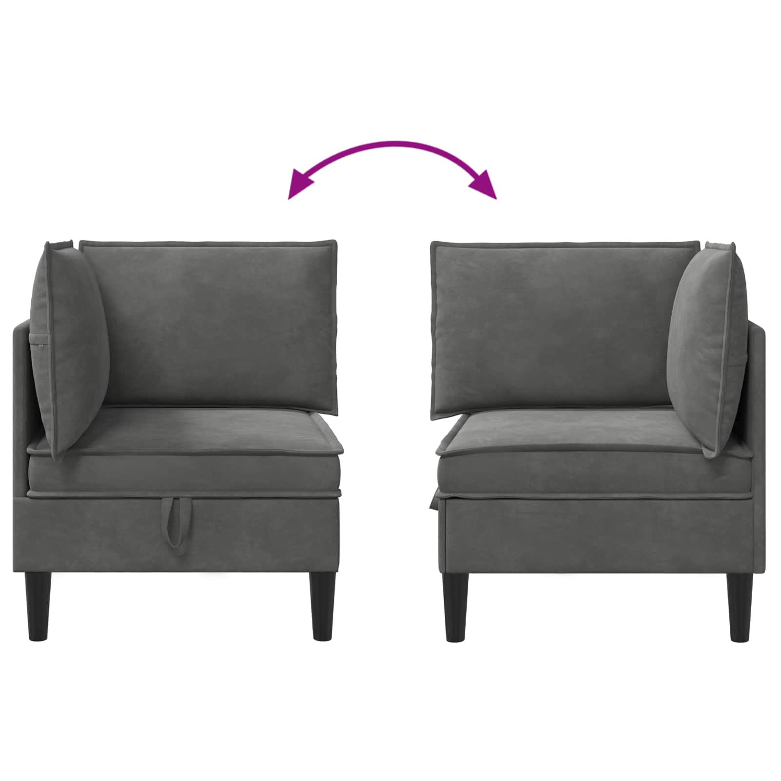 vidaXL Sofa z miejscem do przechowywania ciemnoszary Welur