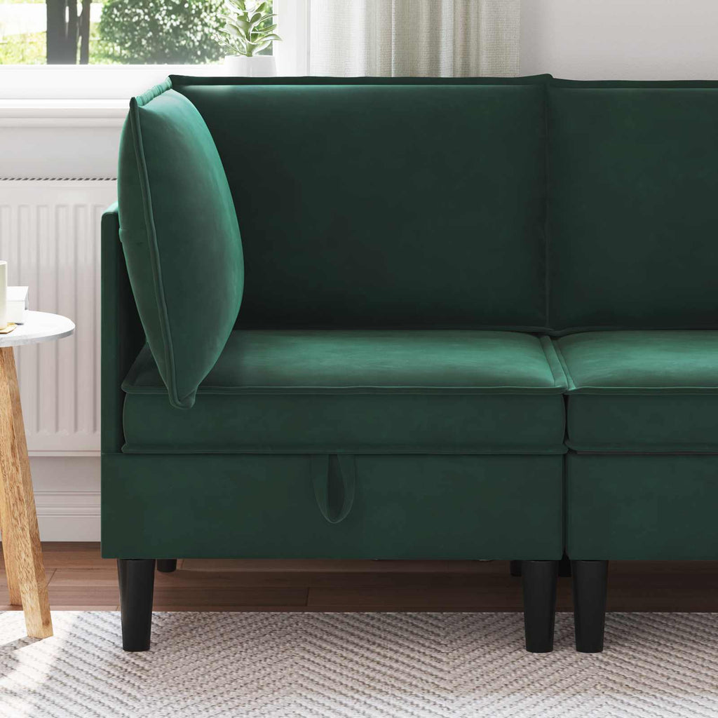 vidaXL Sofa z miejscem do przechowywania Ciemnozielony Welur