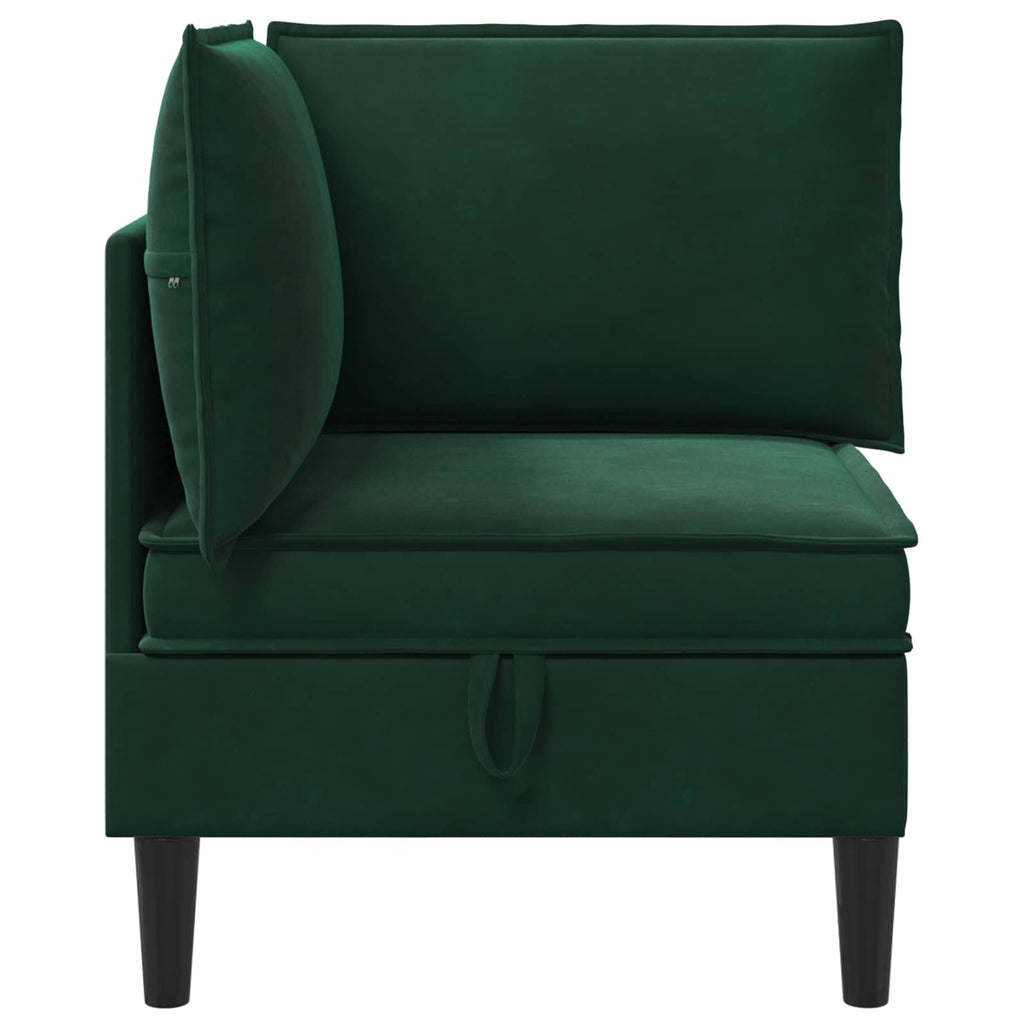 vidaXL Sofa z miejscem do przechowywania Ciemnozielony Welur
