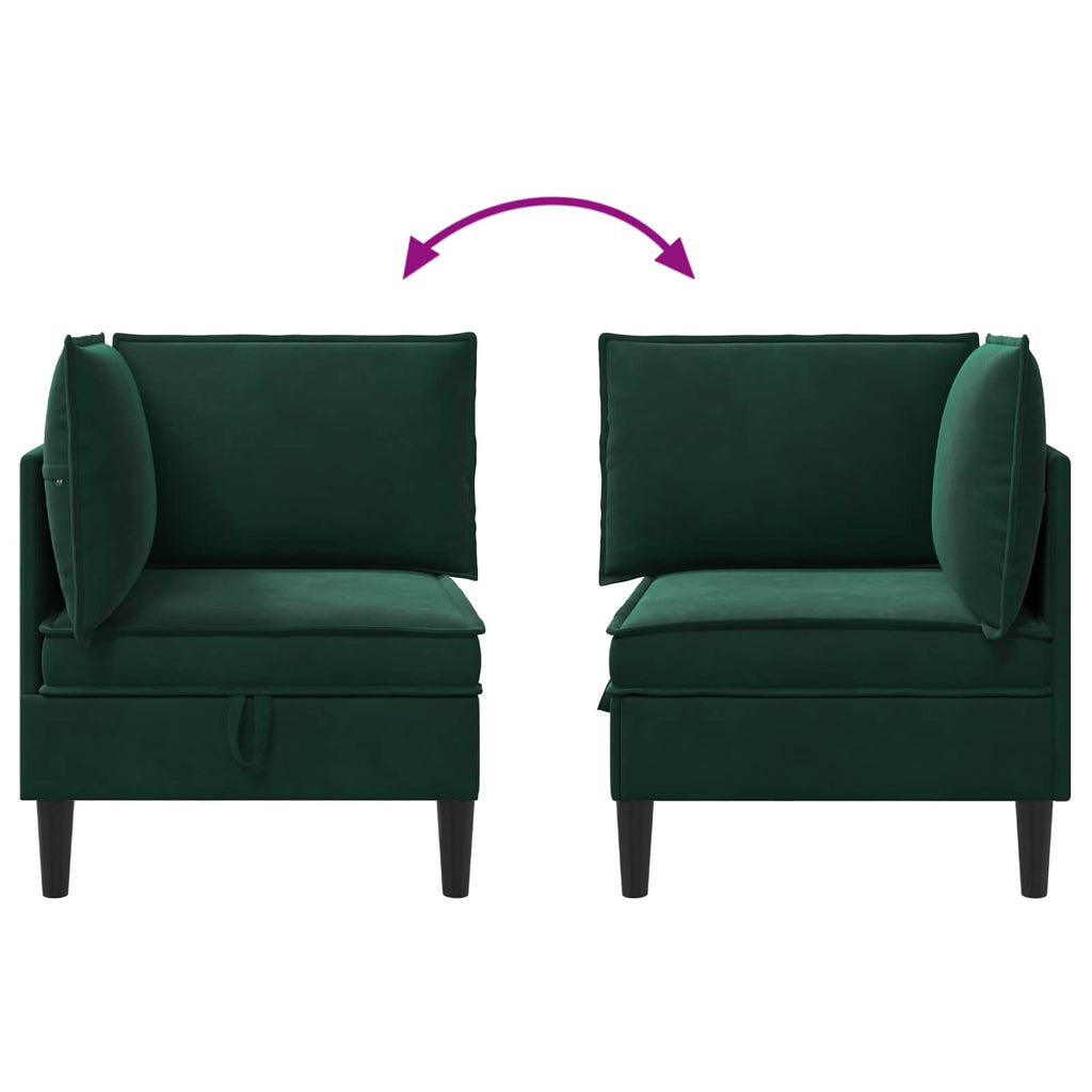 vidaXL Sofa z miejscem do przechowywania Ciemnozielony Welur
