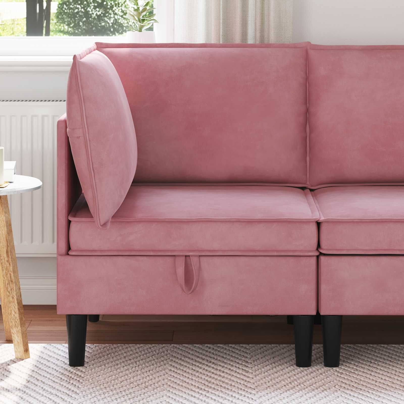 vidaXL Sofa z miejscem do przechowywania różowy Welur