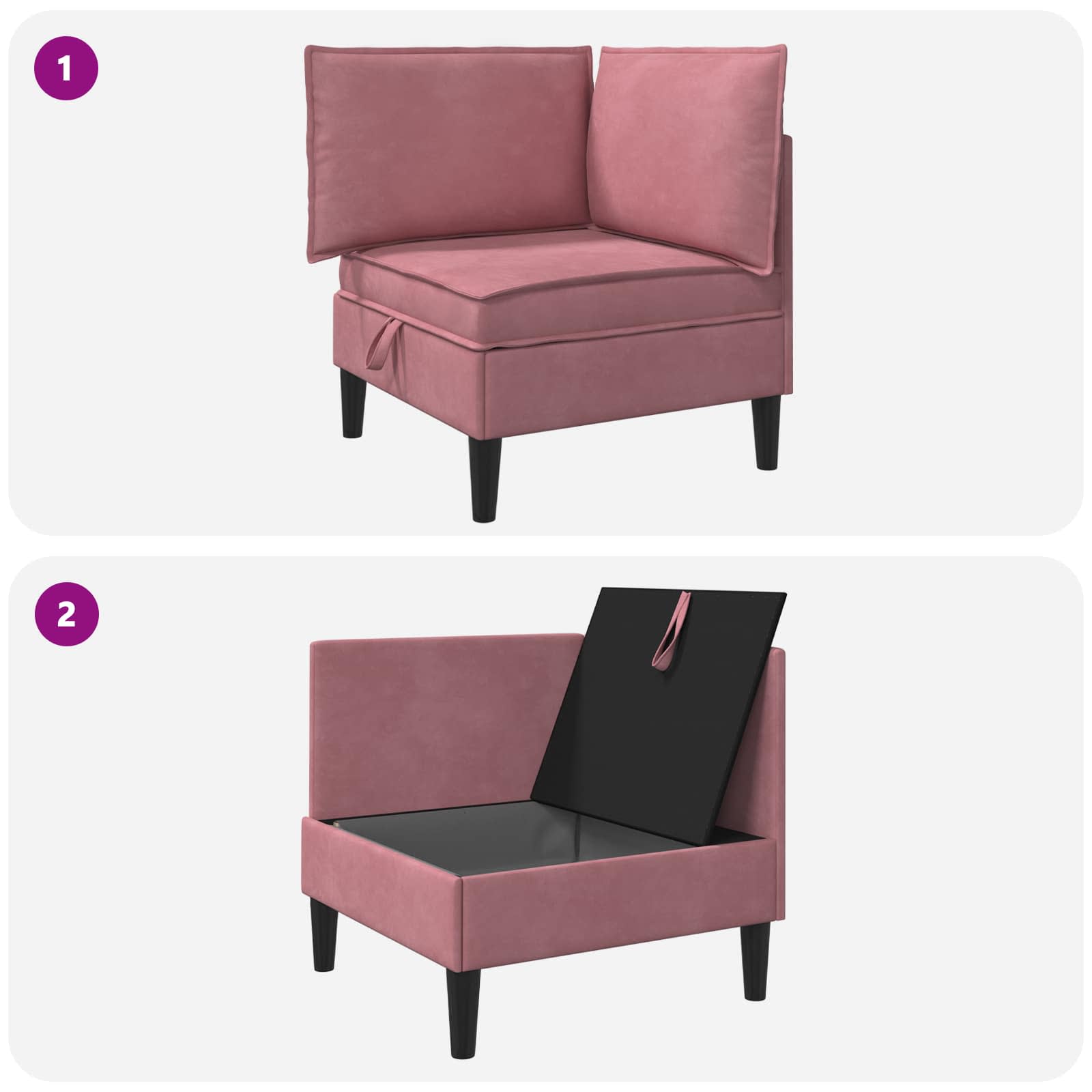 vidaXL Sofa z miejscem do przechowywania różowy Welur